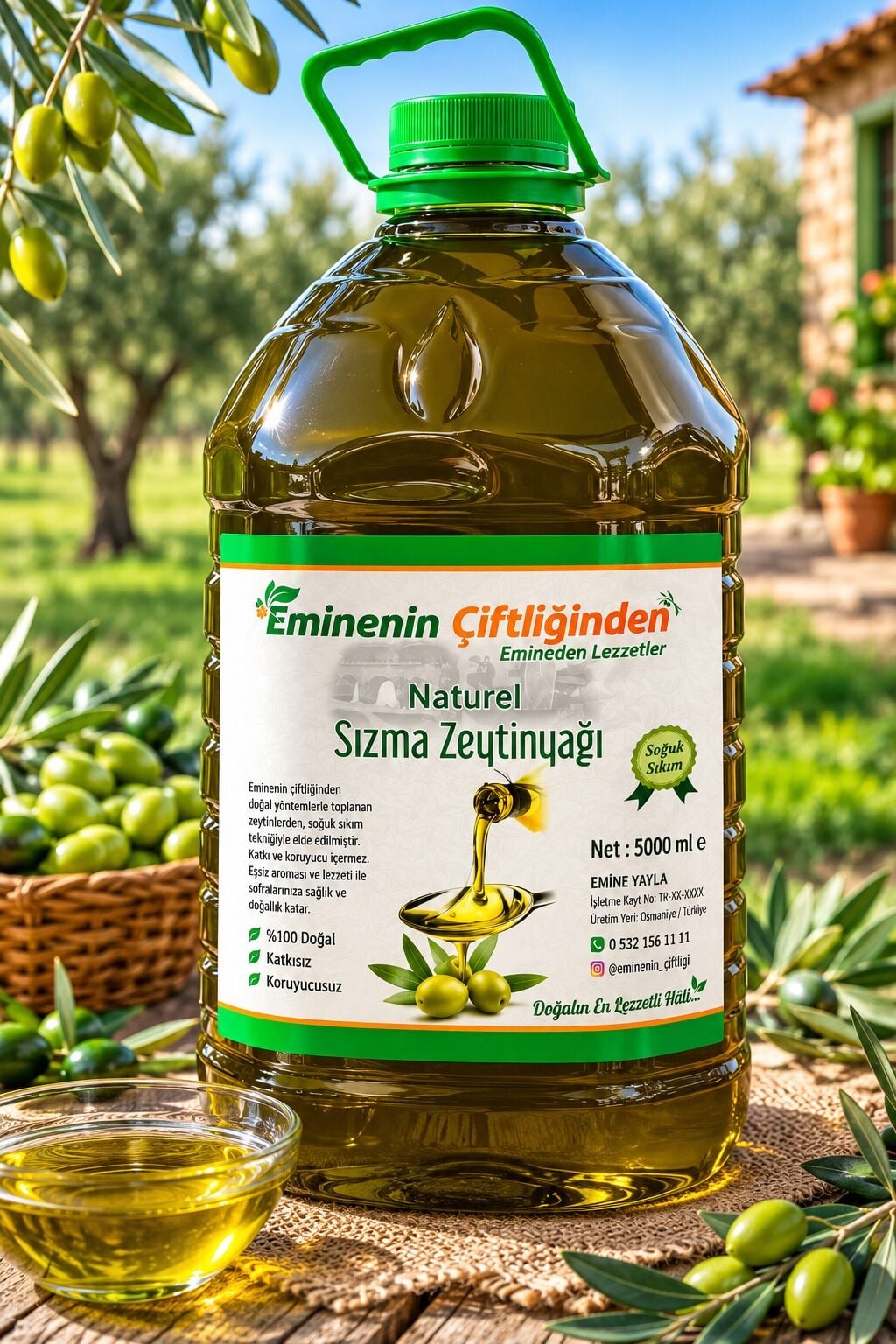 NATUREL 1. KALİTE SIZMA ZEYTİN YAĞ 5 LT